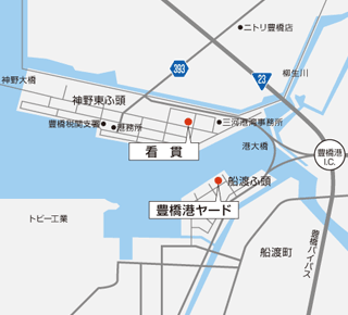 豊橋港ヤードの地図